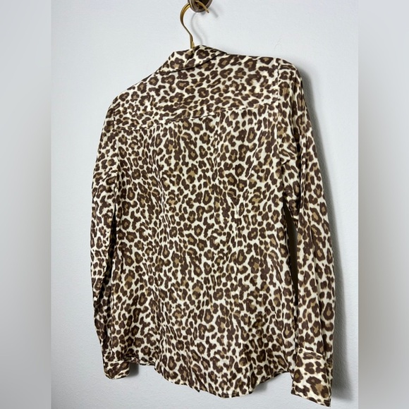 EUC J. Crew Animal Leopard Print Silk Blend Perfect Shirt Size 4 - Picture 7 of 14